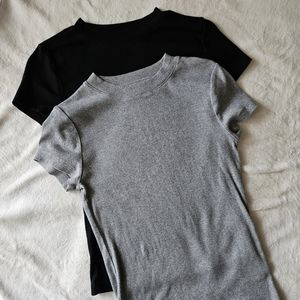 A new day ribbed t shirt, small, gray and black bundle